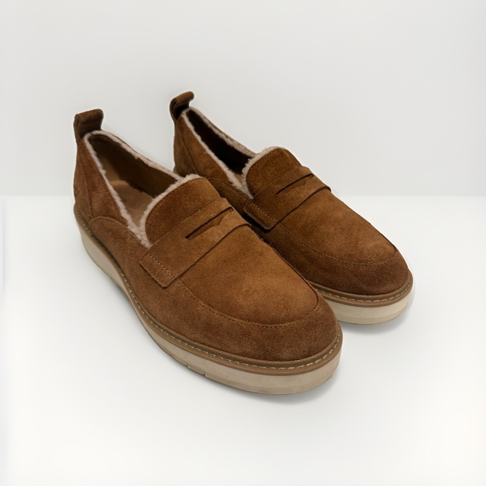 UGG Atwater Spill Seam Women's US 9 Chestnut Brown Suede Penny Loafers 1095231